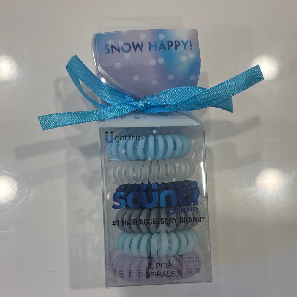 Scunci Snow Happy Hair Spirals - Light Blue and White